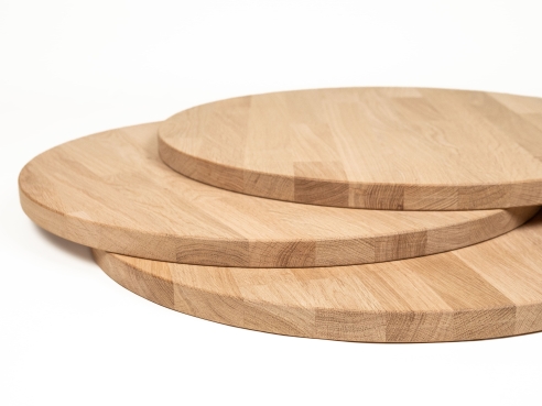 Round Tabletop Worktop Oak A/B, finger jointed lamellas, 26 mm, untreated